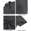 image:imageCOOFANDY Mens Linen Shirts Short Sleeve Button Down Shirt Casual Summer Beach Shirts with PocketDark Gray