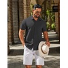image:imageCOOFANDY Mens Linen Shirts Short Sleeve Button Down Shirt Casual Summer Beach Shirts with PocketDark Gray