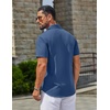 image:imageCOOFANDY Mens Linen Shirts Short Sleeve Button Down Shirt Casual Summer Beach Shirts with PocketDenim Blue