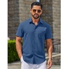 image:imageCOOFANDY Mens Linen Shirts Short Sleeve Button Down Shirt Casual Summer Beach Shirts with PocketDenim Blue