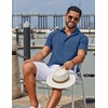 image:imageCOOFANDY Mens Linen Shirts Short Sleeve Button Down Shirt Casual Summer Beach Shirts with PocketDenim Blue