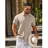 image:imageCOOFANDY Mens Linen Shirts Short Sleeve Button Down Shirt Casual Summer Beach Shirts with PocketKhaki