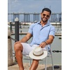 image:imageCOOFANDY Mens Linen Shirts Short Sleeve Button Down Shirt Casual Summer Beach Shirts with PocketLight Blue