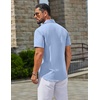 image:imageCOOFANDY Mens Linen Shirts Short Sleeve Button Down Shirt Casual Summer Beach Shirts with PocketLight Blue