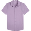 image:imageCOOFANDY Mens Linen Shirts Short Sleeve Button Down Shirt Casual Summer Beach Shirts with PocketLight Purple