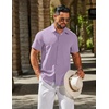 image:imageCOOFANDY Mens Linen Shirts Short Sleeve Button Down Shirt Casual Summer Beach Shirts with PocketLight Purple