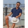 image:imageCOOFANDY Mens Linen Shirts Short Sleeve Button Down Shirt Casual Summer Beach Shirts with PocketNavy Blue