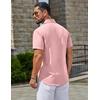 image:imageCOOFANDY Mens Linen Shirts Short Sleeve Button Down Shirt Casual Summer Beach Shirts with PocketPink