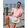 image:imageCOOFANDY Mens Linen Shirts Short Sleeve Button Down Shirt Casual Summer Beach Shirts with PocketPink