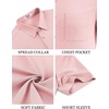 image:imageCOOFANDY Mens Linen Shirts Short Sleeve Button Down Shirt Casual Summer Beach Shirts with PocketPink