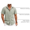 image:imageCOOFANDY Mens Linen Shirts Short Sleeve Button Down Shirt Casual Summer Beach Shirts with PocketSage Green