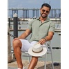 image:imageCOOFANDY Mens Linen Shirts Short Sleeve Button Down Shirt Casual Summer Beach Shirts with PocketSage Green