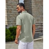 image:imageCOOFANDY Mens Linen Shirts Short Sleeve Button Down Shirt Casual Summer Beach Shirts with PocketSage Green