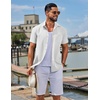 image:imageCOOFANDY Mens Linen Shirts Short Sleeve Button Down Shirt Casual Summer Beach Shirts with PocketWhite