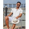 image:imageCOOFANDY Mens Linen Shirts Short Sleeve Button Down Shirt Casual Summer Beach Shirts with PocketWhite