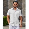 image:imageCOOFANDY Mens Linen Shirts Short Sleeve Button Down Shirt Casual Summer Beach Shirts with PocketWhite