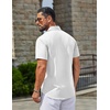 image:imageCOOFANDY Mens Linen Shirts Short Sleeve Button Down Shirt Casual Summer Beach Shirts with PocketWhite