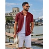 image:imageCOOFANDY Mens Linen Shirts Short Sleeve Button Down Shirt Casual Summer Beach Shirts with PocketWine Red
