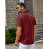 image:imageCOOFANDY Mens Linen Shirts Short Sleeve Button Down Shirt Casual Summer Beach Shirts with PocketWine Red