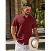 image:imageCOOFANDY Mens Linen Shirts Short Sleeve Button Down Shirt Casual Summer Beach Shirts with PocketWine Red