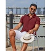 image:imageCOOFANDY Mens Linen Shirts Short Sleeve Button Down Shirt Casual Summer Beach Shirts with PocketWine Red