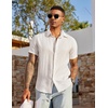 image:imageCOOFANDY Mens Linen Shirts Short Sleeve Casual Button Down Shirts Beach Summer Wedding TopsAll White