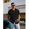 image:imageCOOFANDY Mens Linen Shirts Short Sleeve Casual Button Down Shirts Beach Summer Wedding TopsBlack