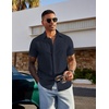 image:imageCOOFANDY Mens Linen Shirts Short Sleeve Casual Button Down Shirts Beach Summer Wedding TopsDark Blue