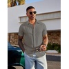 image:imageCOOFANDY Mens Linen Shirts Short Sleeve Casual Button Down Shirts Beach Summer Wedding TopsDark Grey