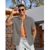 image:imageCOOFANDY Mens Linen Shirts Short Sleeve Casual Button Down Shirts Beach Summer Wedding TopsDark Grey