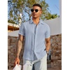 image:imageCOOFANDY Mens Linen Shirts Short Sleeve Casual Button Down Shirts Beach Summer Wedding TopsLight Blue