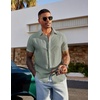 image:imageCOOFANDY Mens Linen Shirts Short Sleeve Casual Button Down Shirts Beach Summer Wedding TopsLight Green