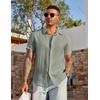 image:imageCOOFANDY Mens Linen Shirts Short Sleeve Casual Button Down Shirts Beach Summer Wedding TopsLight Green