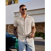 image:imageCOOFANDY Mens Linen Shirts Short Sleeve Casual Button Down Shirts Beach Summer Wedding TopsLight Khaki