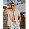 image:imageCOOFANDY Mens Linen Shirts Short Sleeve Casual Button Down Shirts Beach Summer Wedding TopsLight Khaki