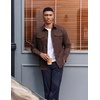 image:imageCOOFANDY Mens Long Sleeve Button Down Work Shirt with Flap PocketsBrown