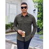 image:imageCOOFANDY Mens Long Sleeve Button Down Work Shirt with Flap PocketsDark Green