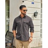 image:imageCOOFANDY Mens Long Sleeve Button Down Work Shirt with Flap PocketsDark Grey