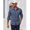 image:imageCOOFANDY Mens Long Sleeve Button Down Work Shirt with Flap PocketsGrey Blue