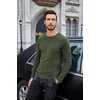 image:imageCOOFANDY Mens Long Sleeve Shirts Thermal TShirt Slim Fit Crewneck Sweater Knitted Pullover ShirtArmy Green