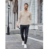 image:imageCOOFANDY Mens Long Sleeve Shirts Thermal TShirt Slim Fit Crewneck Sweater Knitted Pullover ShirtBeige