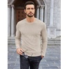 image:imageCOOFANDY Mens Long Sleeve Shirts Thermal TShirt Slim Fit Crewneck Sweater Knitted Pullover ShirtBeige