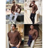 image:imageCOOFANDY Mens Long Sleeve Shirts Thermal TShirt Slim Fit Crewneck Sweater Knitted Pullover ShirtBrown