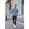 image:imageCOOFANDY Mens Long Sleeve Shirts Thermal TShirt Slim Fit Crewneck Sweater Knitted Pullover ShirtDark Blue