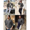 image:imageCOOFANDY Mens Long Sleeve Shirts Thermal TShirt Slim Fit Crewneck Sweater Knitted Pullover ShirtDark Grey
