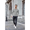 image:imageCOOFANDY Mens Long Sleeve Shirts Thermal TShirt Slim Fit Crewneck Sweater Knitted Pullover ShirtLight Grey