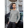 image:imageCOOFANDY Mens Long Sleeve Shirts Thermal TShirt Slim Fit Crewneck Sweater Knitted Pullover ShirtLight Grey