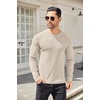 image:imageCOOFANDY Mens Long Sleeve Shirts Thermal TShirt Slim Fit Crewneck Sweater Knitted Pullover ShirtLight Khaki