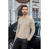 image:imageCOOFANDY Mens Long Sleeve Shirts Thermal TShirt Slim Fit Crewneck Sweater Knitted Pullover ShirtLight Khaki
