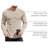 image:imageCOOFANDY Mens Long Sleeve Shirts Thermal TShirt Slim Fit Crewneck Sweater Knitted Pullover ShirtLight Khaki